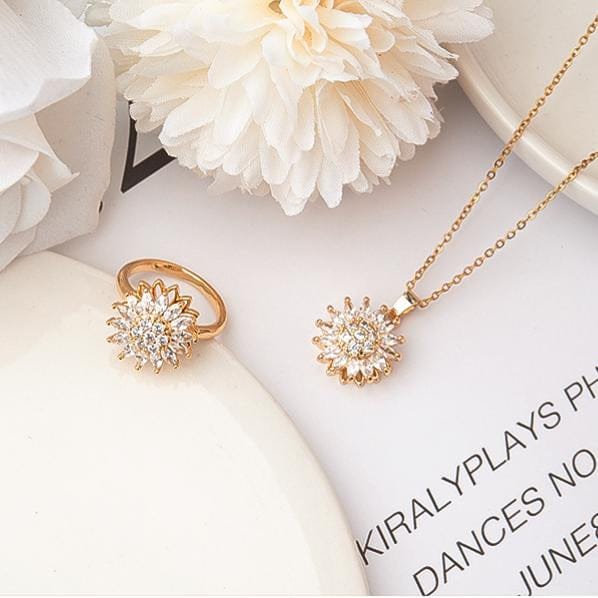 SET GIRASOL DE LUJO : COLLAR Y ANILLO
